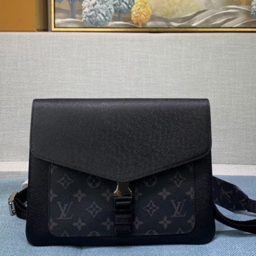 Louis Vuitton M30413 Outdoor flap messenger Bag in Taiga Leather and Monogram Eclipse Canvas