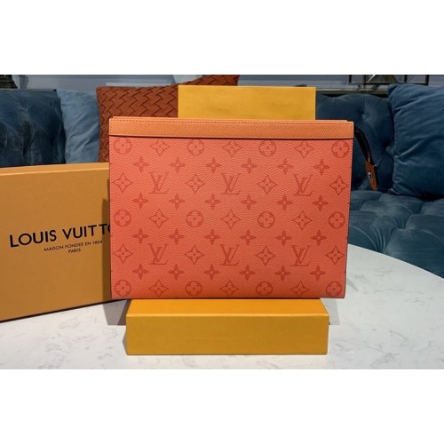 Louis Vuitton M30432 Pochette Voyage MM Bag in Orange Monogram Eclipse Canvas