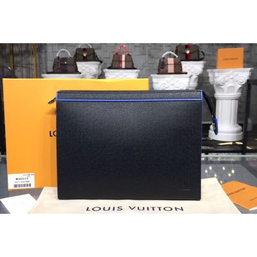 Louis Vuitton M30573 Pochette Voyage MM Bags in Black Taiga Leather