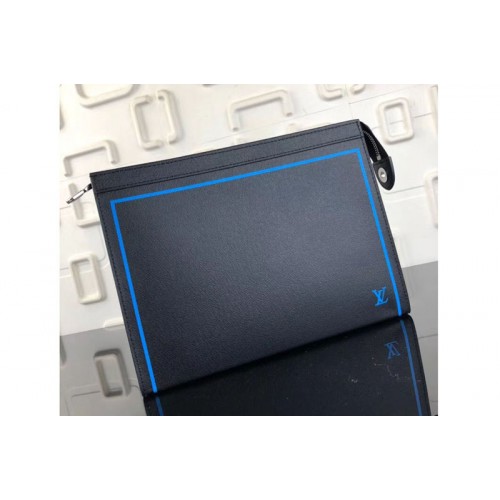 Louis Vuitton M30577 Pochette Voyage MM Bag in Black Taiga Leather