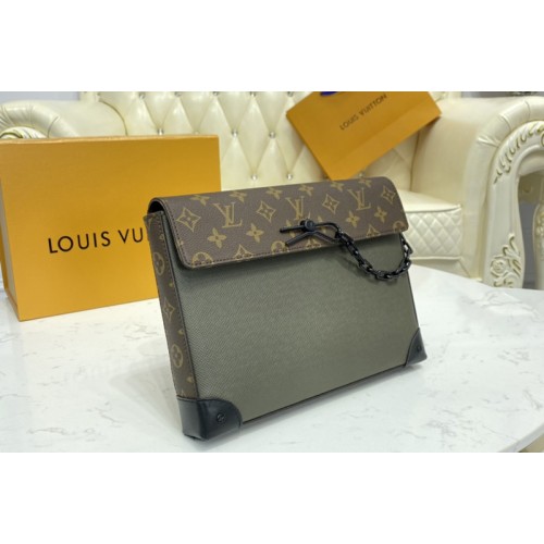 Louis Vuitton M30583 Pochette Voyage Steamer Bag in khaki Taiga leather