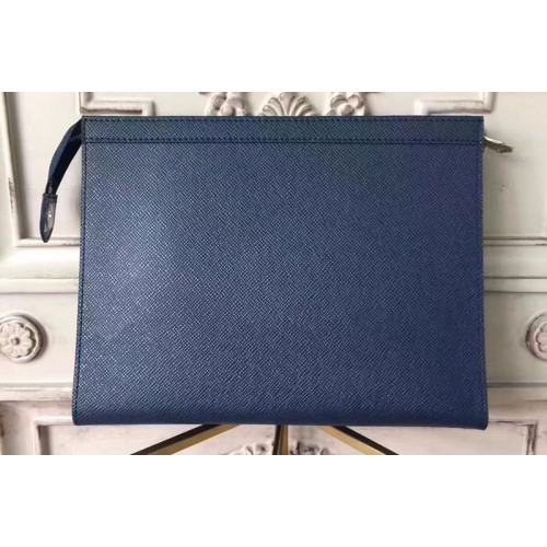 Louis Vuitton M30675 Pochette Voyage MM in Blue Taiga Leather
