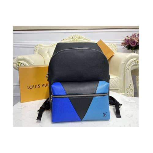 Louis Vuitton M30735 Discovery backpack in Blue monochrome Taiga leather