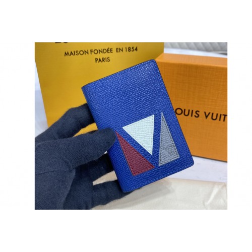 Louis Vuitton M30790 Pocket Organizer in Blue Taiga cowhide leather