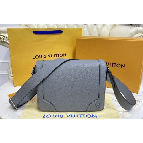 Louis Vuitton M30808 new Flap Messenger Bag in Grey Taiga cowhide leather