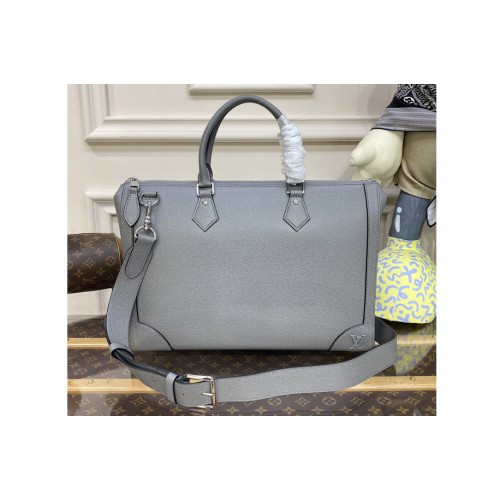Louis Vuitton M30856 Slim Briefcase Bag in Grey Taiga cowhide leather