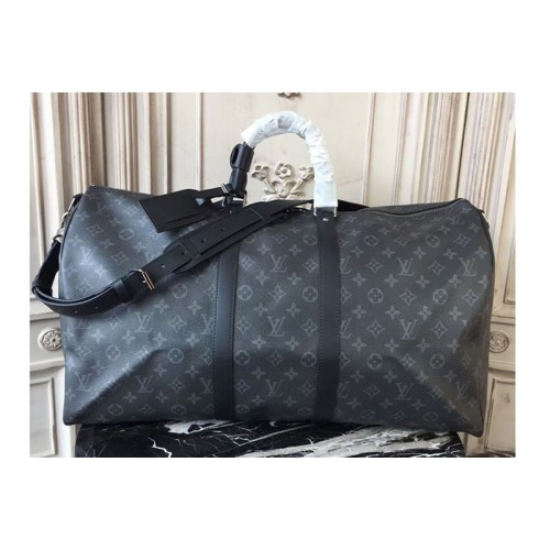 Louis Vuitton M40605 Keepall 55 Bandouliere Bag in Monogram Eclipse canvas