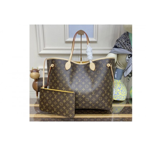 Louis Vuitton M40992 Neverfull GM Bag in Monogram Canvas With Yellow