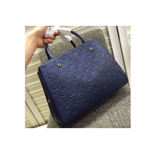 LOUIS VUITTON M41048 Montaigne MM Bag in Blue Monogram Empreinte Leather
