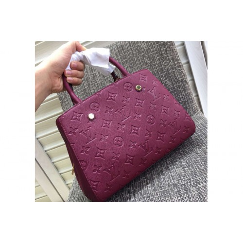 LOUIS VUITTON M41048 Montaigne MM Bag in Burgundy Monogram Empreinte Leather