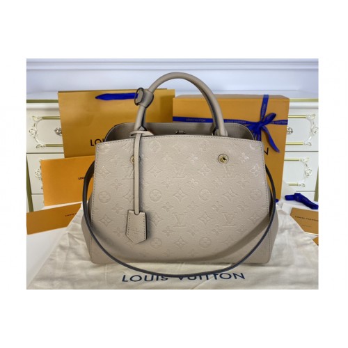 Louis Vuitton M44931 Montaigne MM handbag in Tourterelle Grey Monogram Empreinte leather