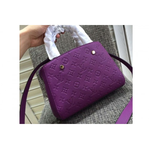 Louis Vuitton M41053 Montaigne MM Bag in Purple Monogram Empreinte Leather