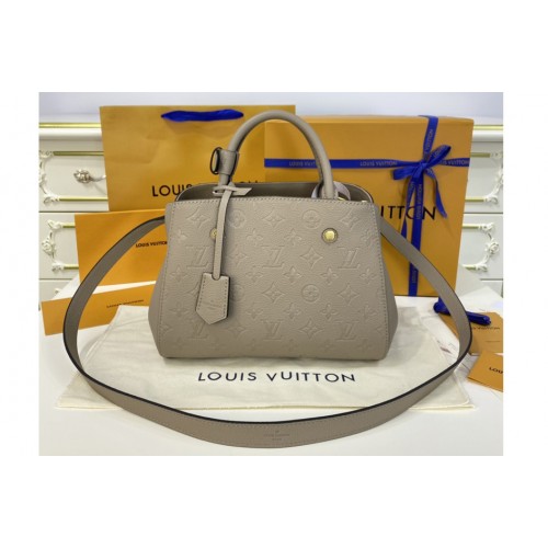 Louis Vuitton M41053 Montaigne BB handbag in Tourterelle Grey Monogram Empreinte leather