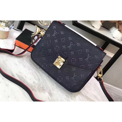 Louis Vuitton M44071 Pochette Metis Bag in Navy Blue Monogram empreinte Leather