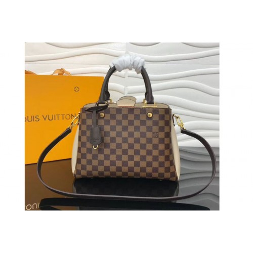 Louis Vuitton N44020 Brittany Bags in Damier Ebene Canvas With Creme