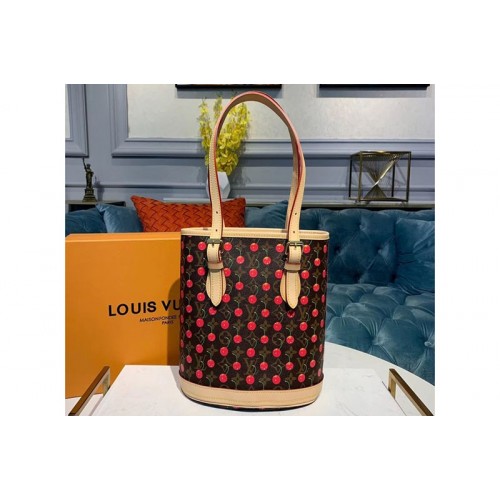Louis Vuitton M42238 Petit with Cherry Bucket Bags Monogram Canvas Louis Vuitton M42238 Petit with Cherry Bucket Bags Monogram Canvas