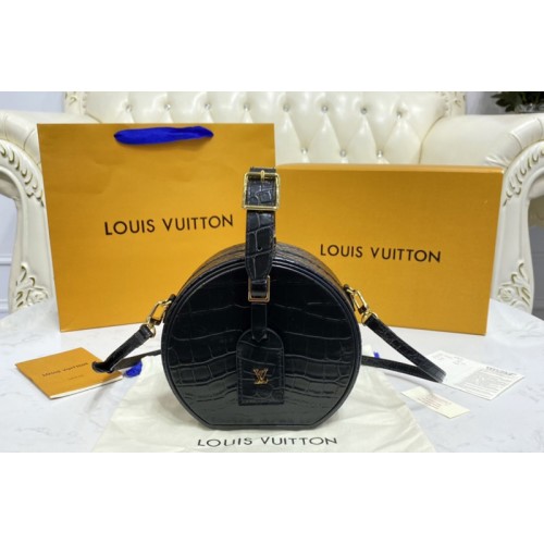 Louis Vuitton N95562 petite boite chapeau Bag in Black Matte Alligator leather