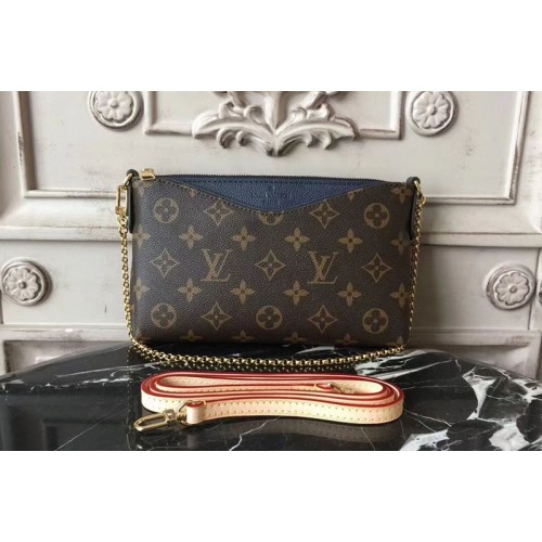 Louis Vuitton M44058 Pallas Clutch Bags in Monogram Canvas With Blue