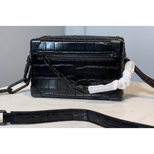 Louis Vuitton M44480 Mini Soft Trunk bag In Black Embossed Crocodile Leather