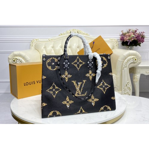 Louis Vuitton M44675 Onthego tote bags Black and Caramel Monogram Canvas