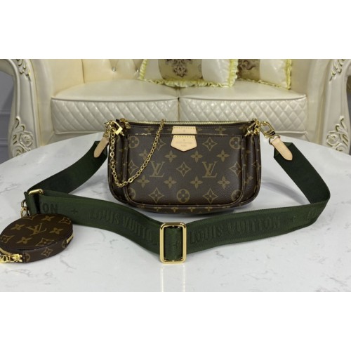 Louis Vuitton M44813 Multi Pochette Accessoires Bag in Monogram Canvas With Khaki Strap