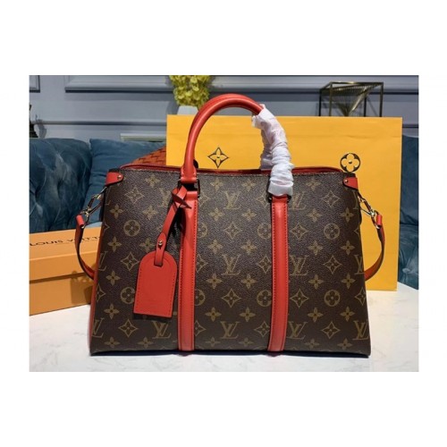 Louis Vuitton M44816 Soufflot MM Bags Monogram Canvas With Red Calf Leather