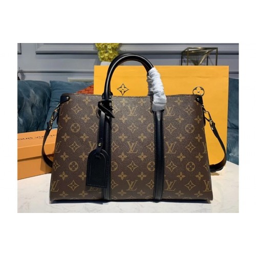 Louis Vuitton M44816 Soufflot MM Bags Monogram Canvas With Black Calf Leather