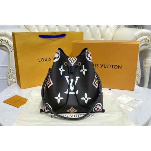 Louis Vuitton M45821 NeoNoe MM bucket bag in Black Monogram coated canvas