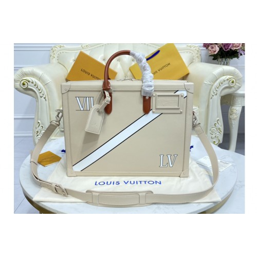 Louis Vuitton M44952 Soft Trunk Briefcase Bag in Beige Calf Leather