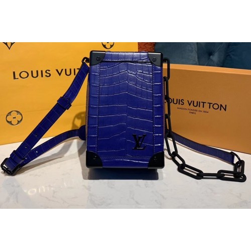 Louis Vuitton M45044 Mini Soft Trunk Bags Blue Calf Leather Crocodile Print