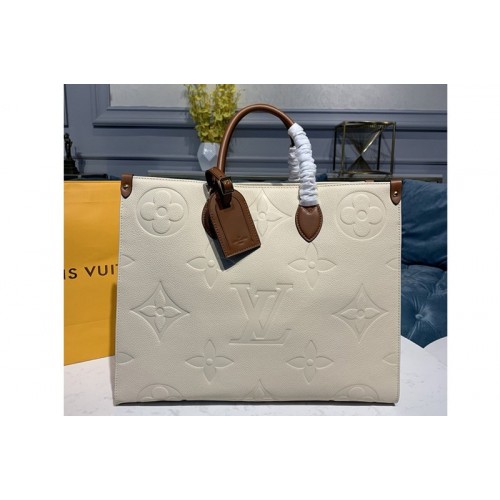 Louis Vuitton M45081 Onthego GM tote Bags in Beige Monogram Empreinte Leather