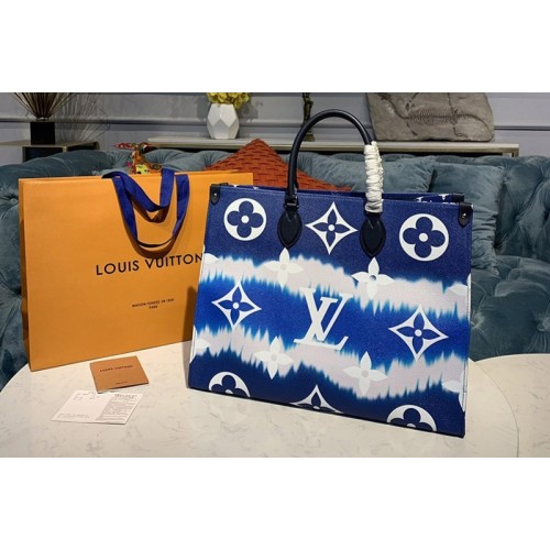 Louis Vuitton M45120 Escale Onthego GM tote bag in Blue Monogram canvas