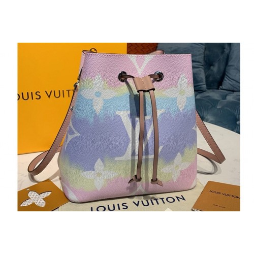 Louis Vuitton M45124 Escale NeoNoe MM Bucket Bags in Pastel Monogram Canvas