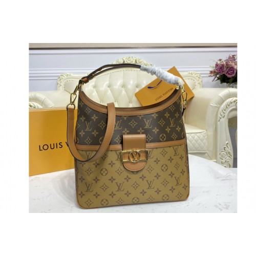 Louis Vuitton M45195 Hobo Dauphine MM handbag in Monogram coated canvas and Monogram Reverse coated canvas