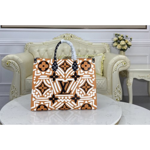 Louis Vuitton M45359 Crafty Onthego GM tote bag in Caramel and Cream Monogram Giant coated canvas