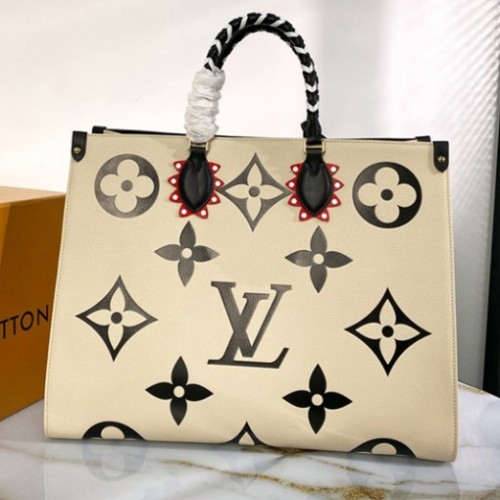 Louis Vuitton M45372 Crafty OnTheGo GM tote bag in Black Embossed grained cowhide leather