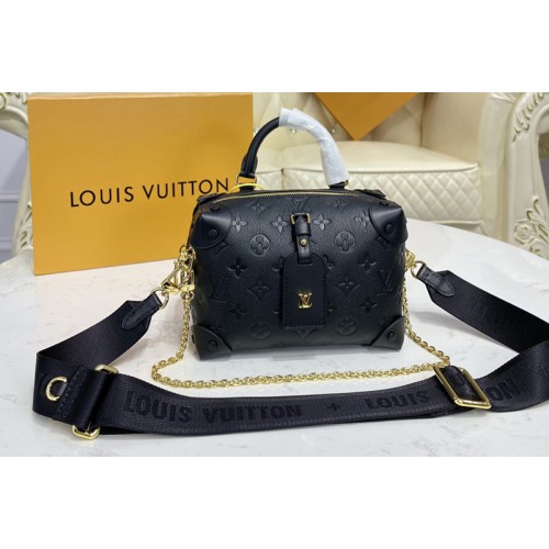 Louis Vuitton M45393 Petite Malle Souple handbag in Black Embossed grained cowhide leather
