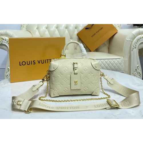 Louis Vuitton M45394 Petite Malle Souple handbag in Cream Embossed grained cowhide leather