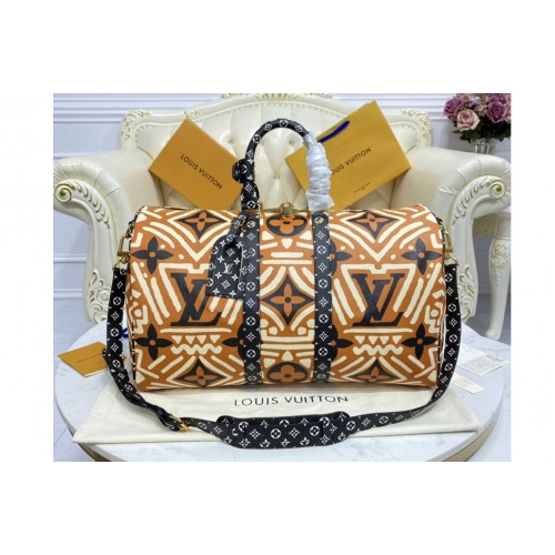 Louis Vuitton M45757 Keepall Bandoulière 45 bag in Caramel and Cream Monogram Giant coated canvas