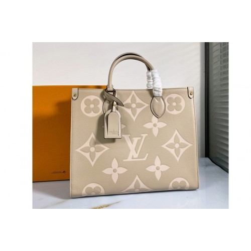 Louis Vuitton M45494 OnTheGo MM medium tote bag Cream Embossed grained cowhide leather