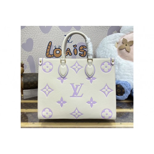 Louis Vuitton M45595 Onthego MM Bag in Bicolor Monogram Empreinte Leather
