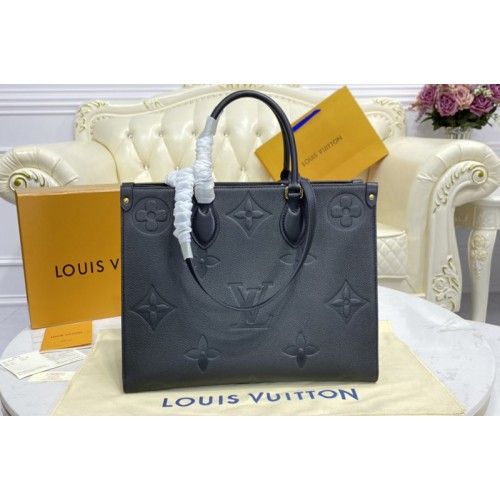 Louis Vuitton M45595 OnTheGo MM tote Bag in Black Monogram Empreinte Leather