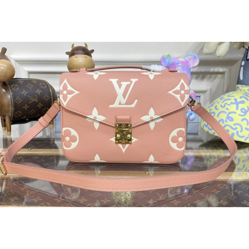 Louis Vuitton M46302 Pochette Metis bag in Pink Cream Monogram Empreinte leather