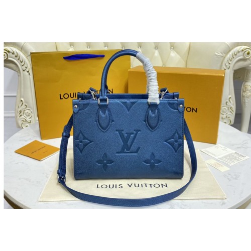 Louis Vuitton M45660 OnTheGo PM tote Bag in Blue Monogram Empreinte leather