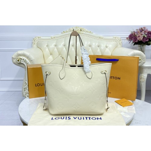 Louis Vuitton M45684 Neverfull MM tote Bag in Cream Monogram Empreinte Leather