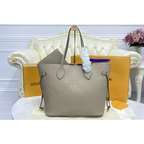 Louis Vuitton M45686 Neverfull MM tote Bag in Gray Monogram Empreinte Leather