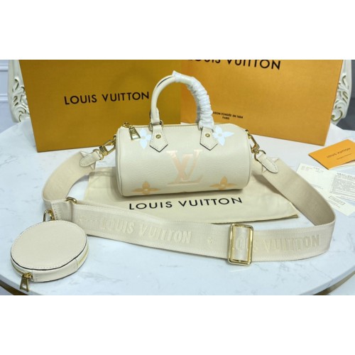 Louis Vuitton M45708 Papillon BB carryall bag in Cream Saffron Embossed grained cowhide leather