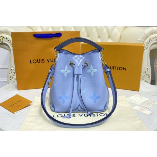 Louis Vuitton M45698 NeoNoe BB bucket bag in Blue Monogram Empreinte Leather