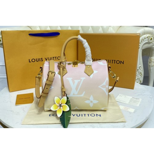 Louis Vuitton M45722 Speedy Bandouliere 25 Bag in Brume Gray Monogram Empreinte leather