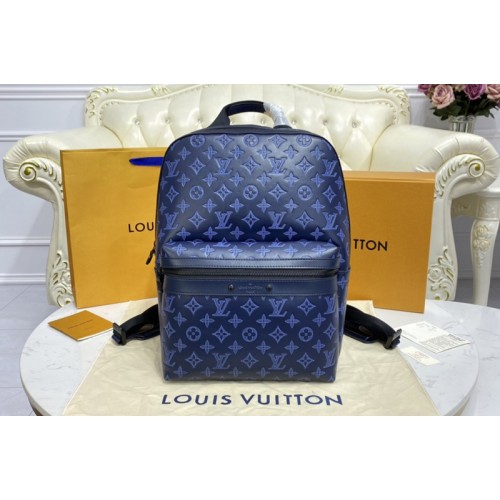 Louis Vuitton M45728 Sprinter Backpack in navy blue Monogram Shadow leather